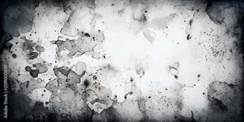 Schilderij op canvas A textured background with a vintage grunge effect, featuring a watercolor splash pattern in black and white, evoking a sense of artistic decay and abstract expression