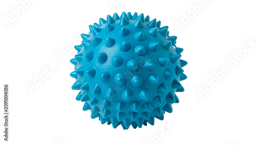 Obraz na płótnie Blue spiky massage ball fitness myofascial trigger point tool isolated on transp