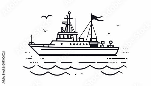 Tableau sur toile Large Ship Sailing On The Water.