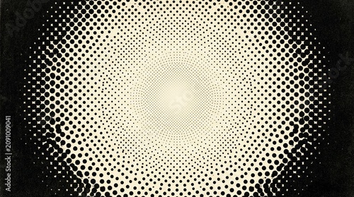 Cuadro en lienzo Abstract halftone dot pattern background, monochrome circular gradient texture,
