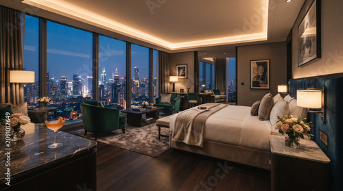 Stay in a Luxury Hotel Suite with Stunning City Skyline Night View