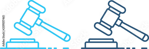 Fotografie Judge Gavel and Auction Hammer icons representing courtroom justice legal author