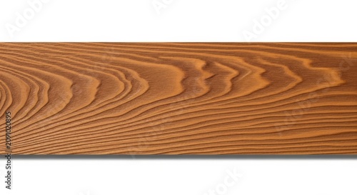 Single solid piece of polished brown wooden board with detailed organic grain patterns and rich texture for interior flooring.