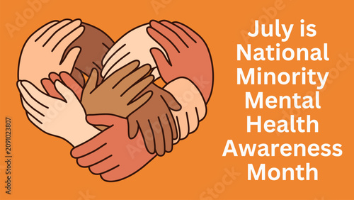 Tableau sur toile Illustration of hands forming heart for minority mental health awareness month
