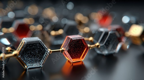 Abstract Molecular Structure with Colorful Hexagonal Shapes