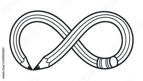 Картината върху платно Infinite Creativity: Two pencils form an infinity symbol, representing endless creativity and the boundless nature of artistic expression
