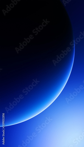 Abstract dark blue background with glowing light crescent, modern gradient design, elegant wallpaper concept.