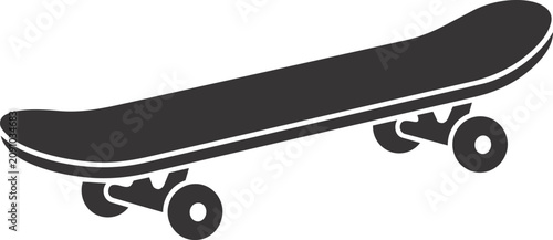 A minimalist skateboard icon representing street sports, skate culture, freestyle riding, and outdoor recreation. Ideal for sports branding, youth lifestyle graphics, activity guides, and urban design