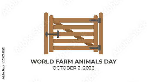 Flat vector illustration of a rustic brown wooden ranch gate