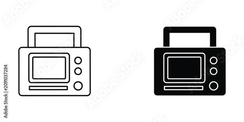 Photos Portable radio receiver set featuring outline and solid for vintage audio equipm