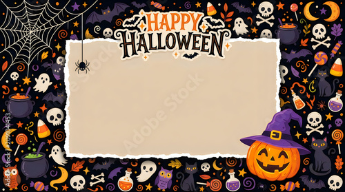 Halloween Isolated on Jack-o-lantern Spider Web Ghost Bat on a transparent background