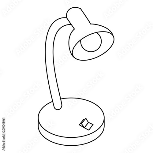 Desk lamp vector and transparent PNG set, table light outline illustration, reading lamp icon design asset, office workplace element, minimalist line art furniture design accent.