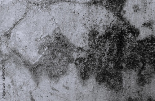 Obraz na plátne Black and white weathered wall texture with soft cracked plaster, blotchy dark marks, and abstract grunge concrete surface