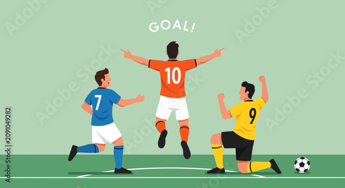Tableau sur toile soccer game moment celebration graphic