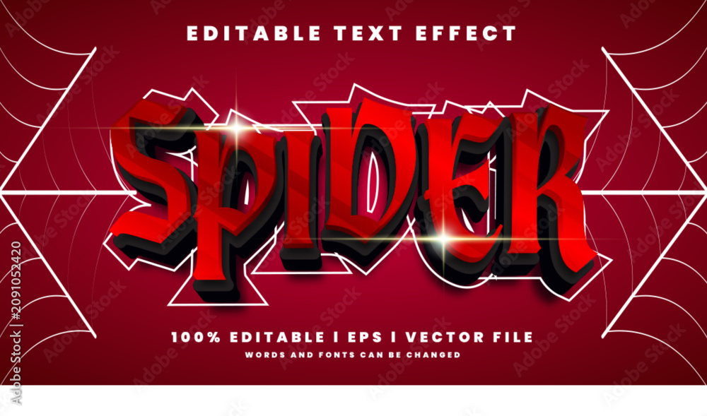 Obraz premium Editable spider 3d text effects