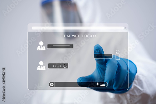 Φωτογραφία Online doctor consultation interface with virtual healthcare chat system, representing telemedicine, digital healthcare services, remote medical support and futuristic healthcare technology