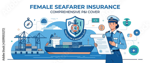 Female Seafarer Insurance P&I Cover: Ship, Port, Sailor, Contract, Medical, Finance