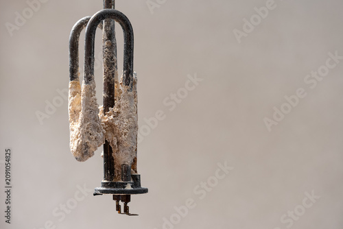 Photography Removed Water Heater Heating Element With Heavy Limescale Buildup Caused By Hard Water