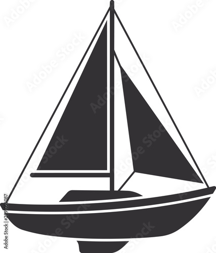 Canvastavla A minimalist sailboat icon representing sailing, marine travel, water sports, and nautical adventures