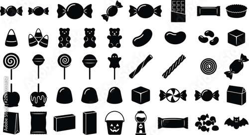 Fotografía Halloween candy vector icon set