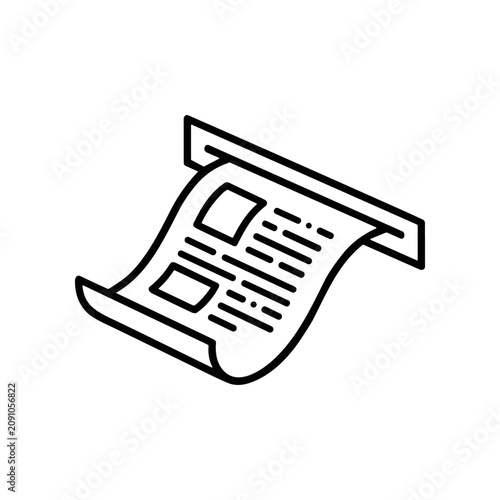Foto Black and white receipt paper icon.