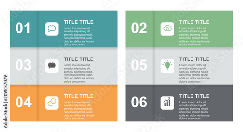 Canvastavla Business infographic layout design with six colorful rectangular blocks text hea