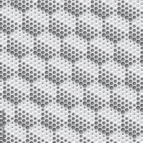 black and white cube texture made from series of hexagonal mosaic