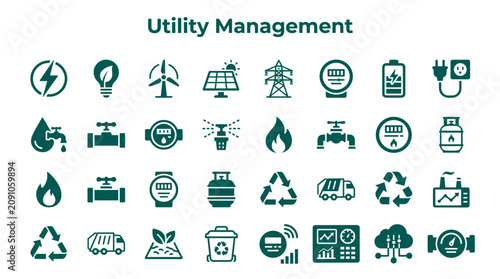 Canvastavla Utility management icons representing energy saving resource management smart ci