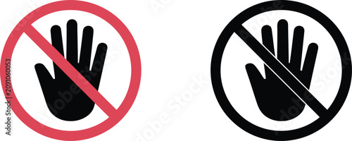 Do Not Touch Sign representing hand prohibition gesture restricted access and safety warning symbols vector