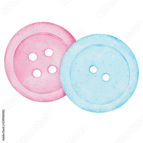 pink baby button cartoon watercolor 
