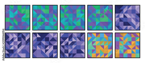 Geometric Patterns, Mosaic Backgrounds, Colorful Textures, Digital Designs, 10 Abstract Elements