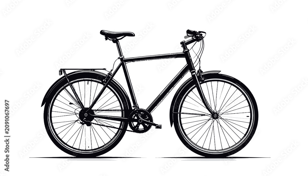 Fototapeta premium Black bicycle with two wheels.