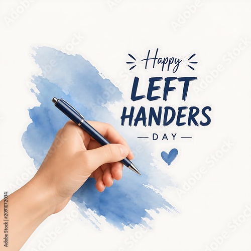 Left-handed person writing with pen