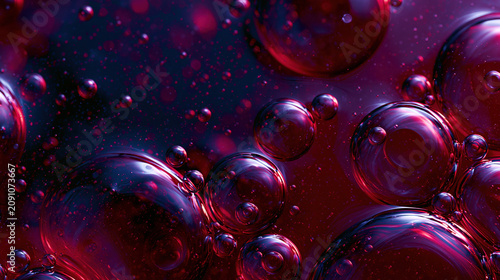 abstract black and red oil bubbles fluid texture background