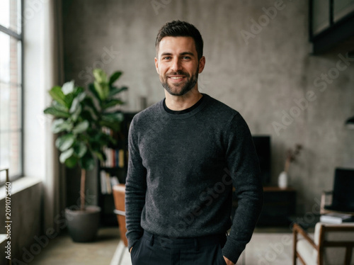 beard on a happy fac smiling confident man portrait