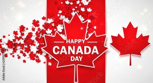 Canada Day celebration map of Canada with fireworks vector illustration