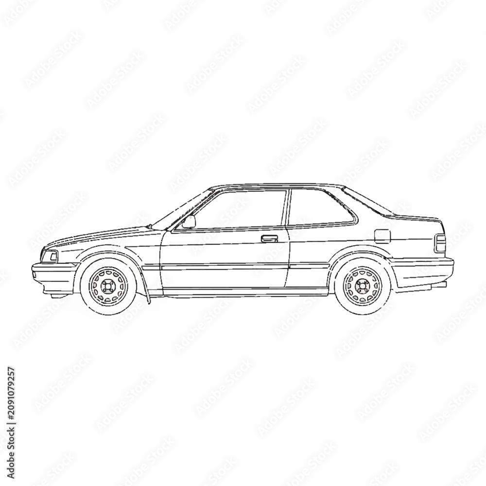 Fototapeta premium Vintage Coupe Car Outline Vector