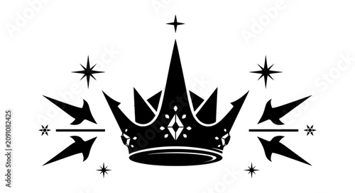 Bild auf Leinwand Elegant Black Crown with Sparkling Details and Artistic Design for Royal or Regal Themes