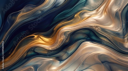 Midnight Liquid Gold — Abstract Fluid Art Background