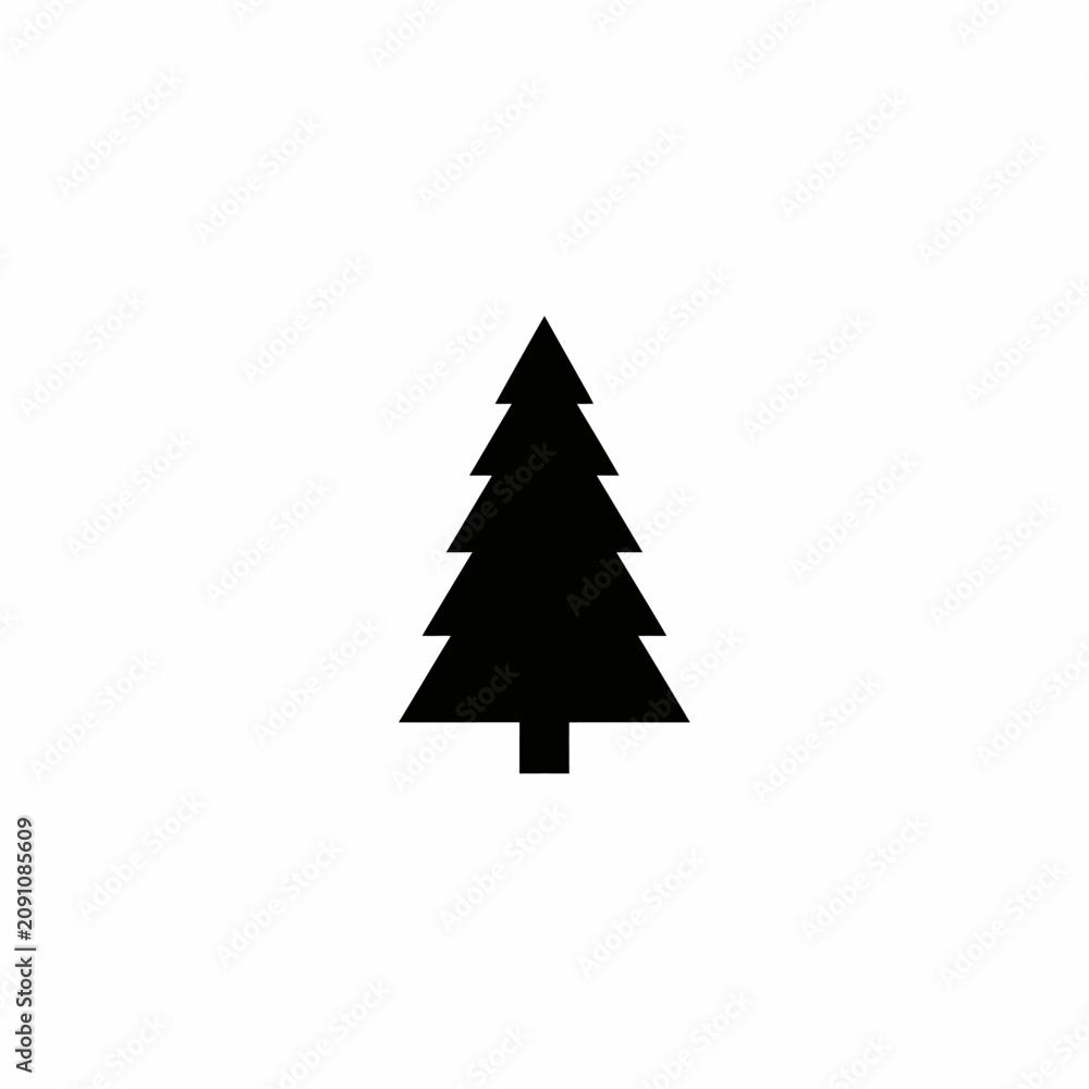 Obraz premium Pine tree black silhouette vector icon minimalist evergreen Christmas tree symbol