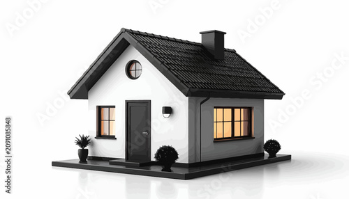 Fotografía Small white model house with roof.