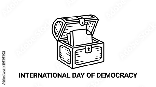 International Day of Democracy Concept with Treasure Chest Illustration