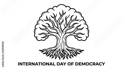 International Day of Democracy Concept with Tree of Life Illustration