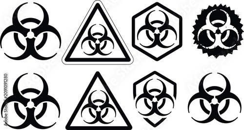 Bild auf Leinwand Biohazard symbol icon vector set featuring warning sign silhouettes in triangle