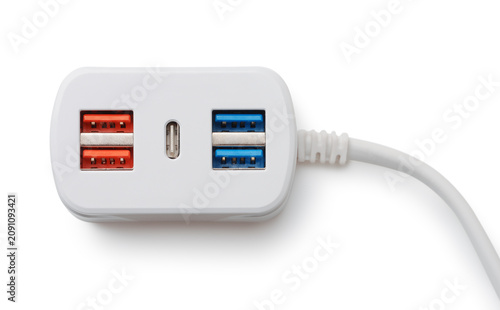 Tabletop extension lead with 5 USB ports