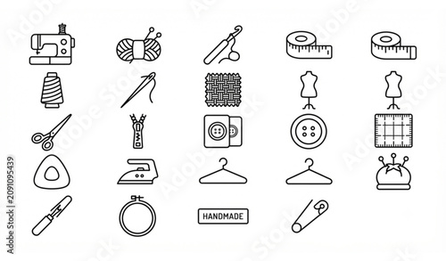 Canvastavla Professional Sewing, Tailoring, and Garment Manufacturing Line Icon Set