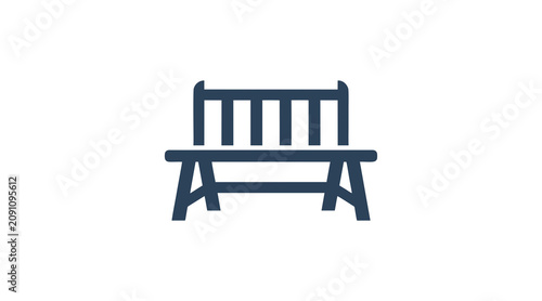 Fotografija Simple wooden park bench icon in flat design style.