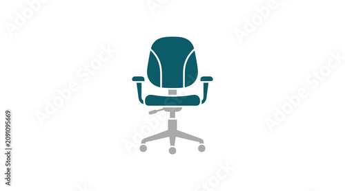 Foto Modern ergonomic office chair with armrests and wheels.