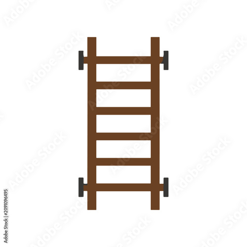 Foto Brown wooden ladder with rungs.