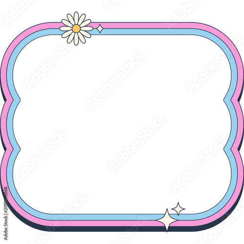 Retro Daisy Floral Border Frame